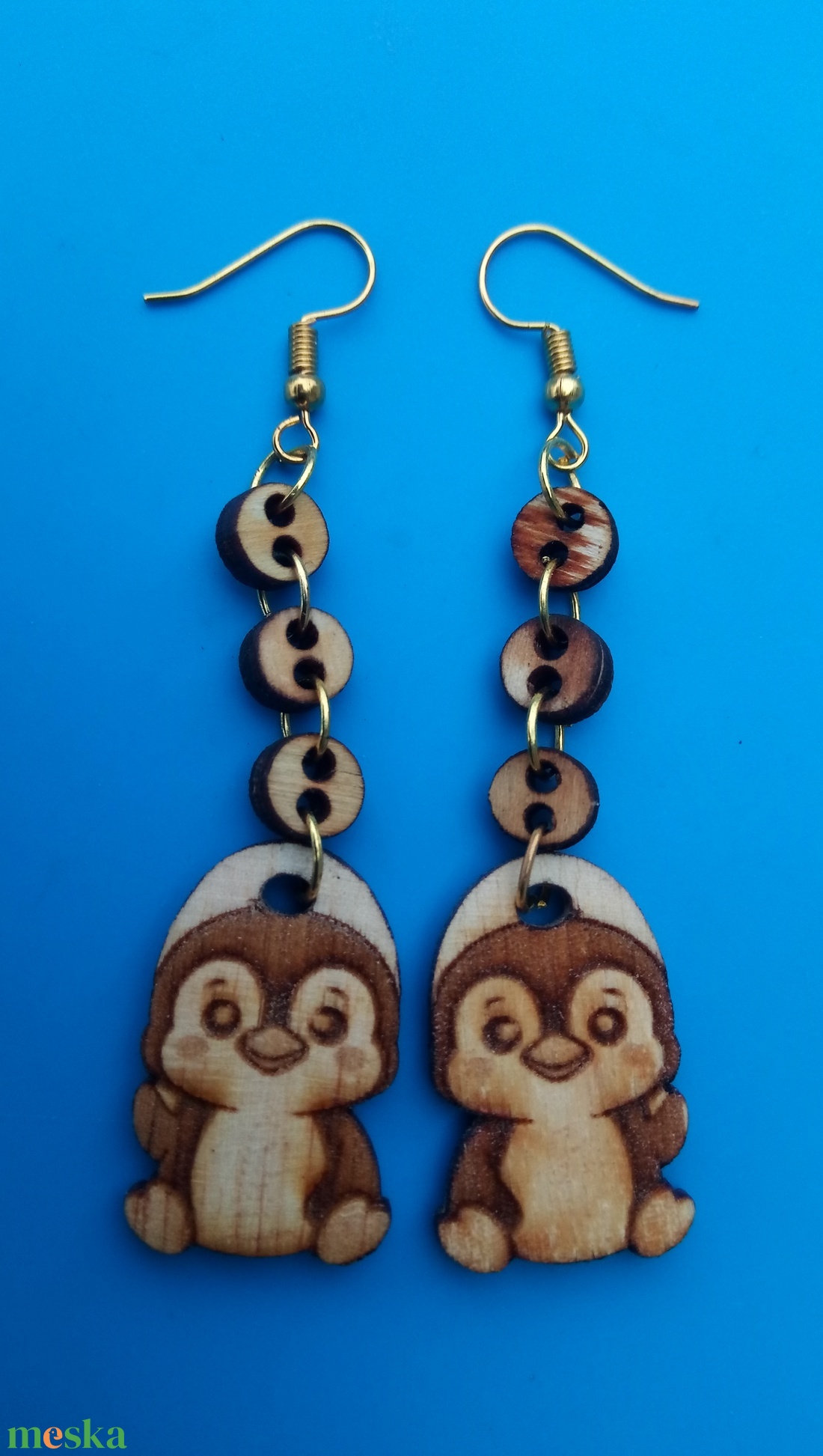 Láncos, lógós, Pingvin fülbevaló. Pingvines füldísz pingvinnel Kiváló ajándék lánynak vidám hölgynek nőnek szilveszterre - esküvő - ékszer - fülbevaló - Meska.hu