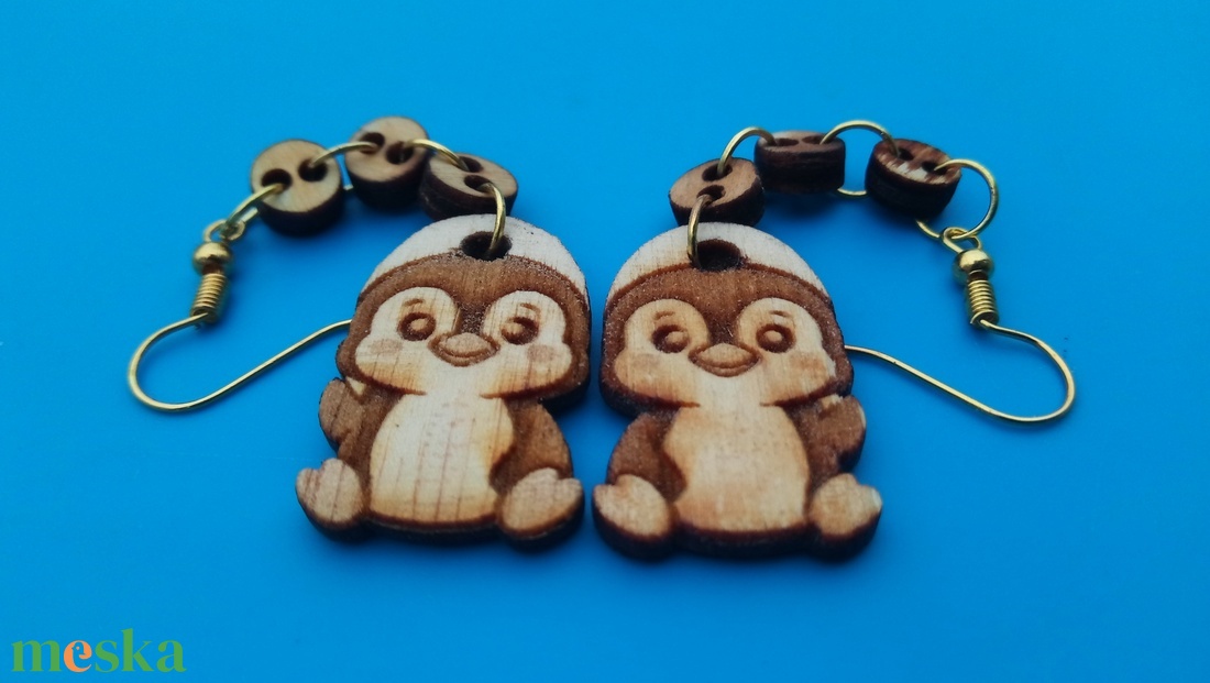 Láncos, lógós, Pingvin fülbevaló. Pingvines füldísz pingvinnel Kiváló ajándék lánynak vidám hölgynek nőnek szilveszterre - esküvő - ékszer - fülbevaló - Meska.hu