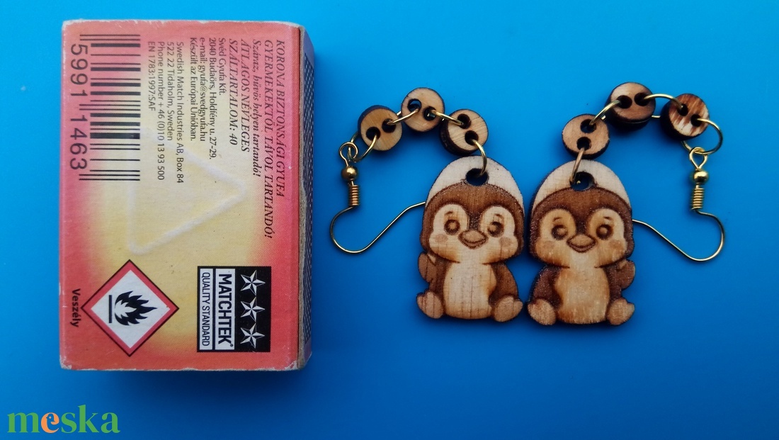 Láncos, lógós, Pingvin fülbevaló. Pingvines füldísz pingvinnel Kiváló ajándék lánynak vidám hölgynek nőnek szilveszterre - esküvő - ékszer - fülbevaló - Meska.hu