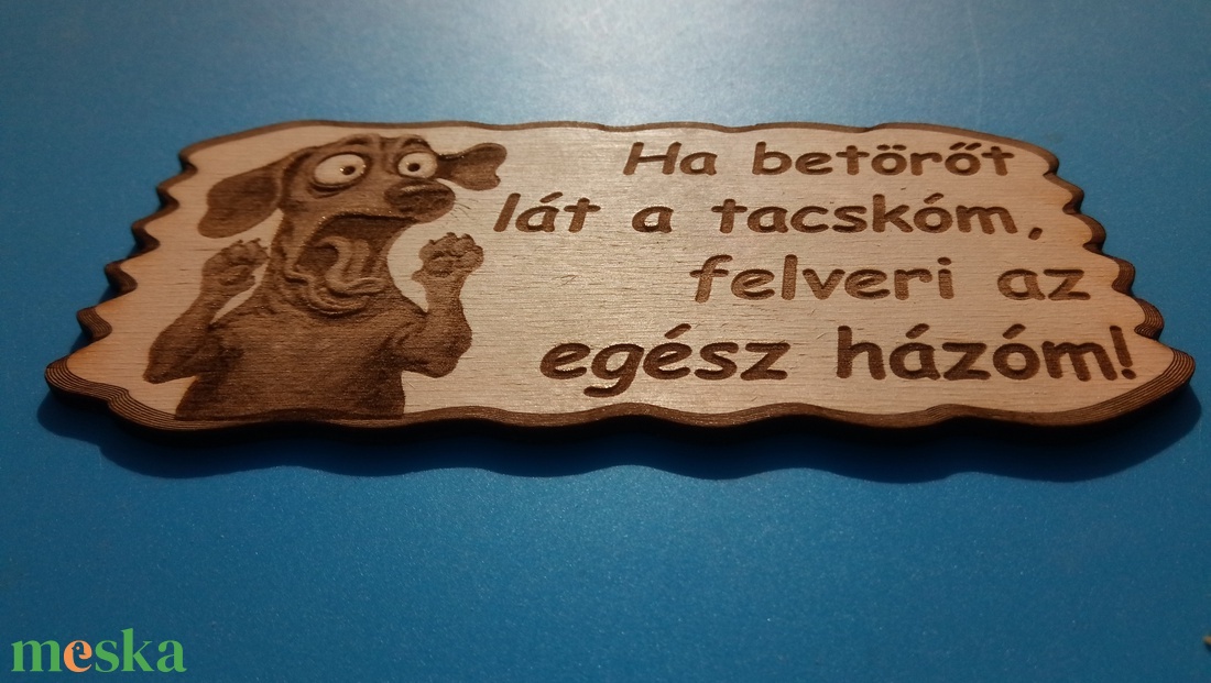 Humoros(nak szánt) kutyatábla. Félős tacskó.  Vigyázz a kutya harap helyett.  - otthon & életmód - dekoráció - kép & falikép - táblakép - Meska.hu
