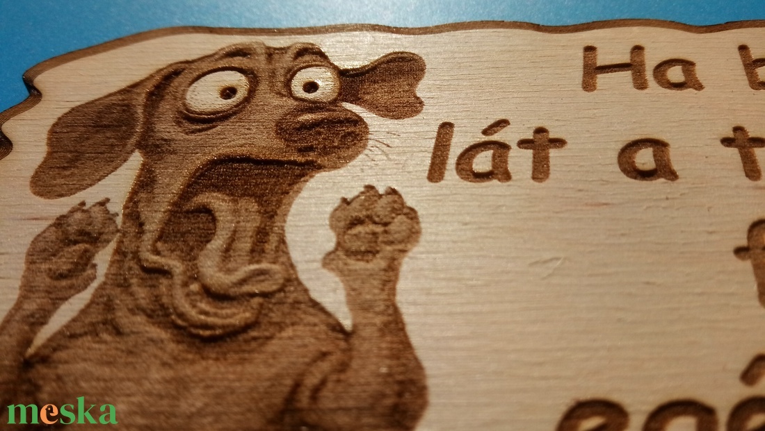 Humoros(nak szánt) kutyatábla. Félős tacskó.  Vigyázz a kutya harap helyett.  - otthon & életmód - dekoráció - kép & falikép - táblakép - Meska.hu