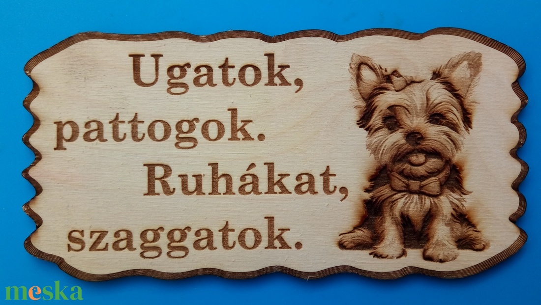 Humoros(nak szánt) kutyatábla. Pattogó kutyus.  Vigyázz a kutya harap helyett.  - otthon & életmód - dekoráció - kép & falikép - táblakép - Meska.hu