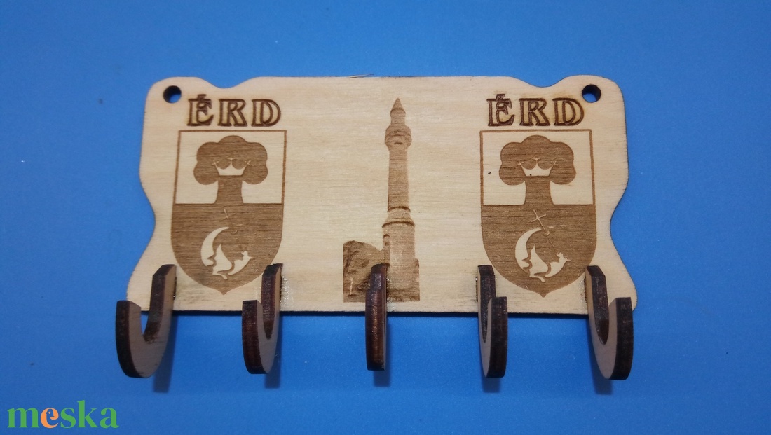 Fali kulcstartó, Érd városának minarett és címer mintájával. - otthon & életmód - dekoráció - fali és függő dekoráció - fali kulcstartó - Meska.hu