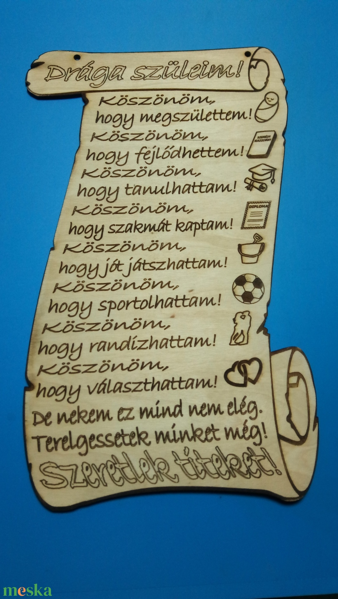 Esküvői Szülőköszöntő pergamen. Ajándék falitábla esküvőre. Apának, anyának szívből adható, falra akasztható emléktábla. - esküvő - emlék & ajándék - szülőköszöntő ajándék - Meska.hu