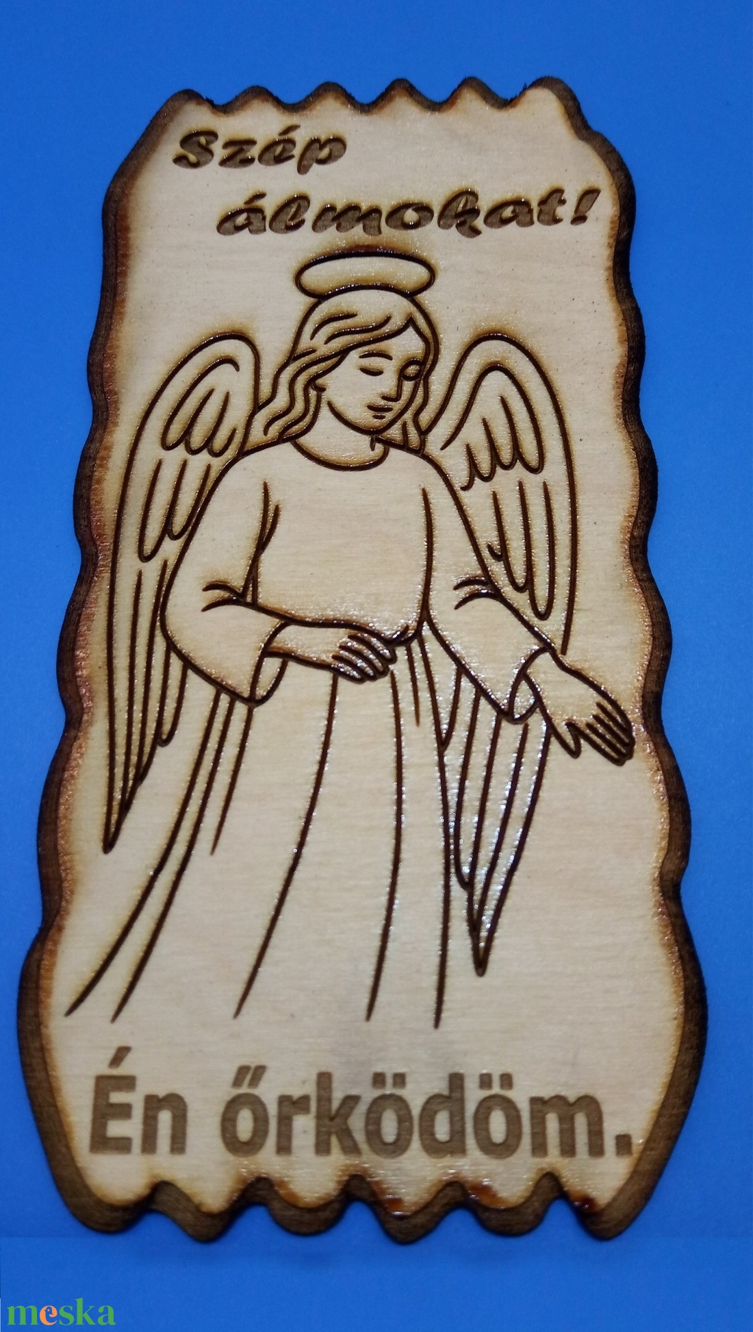 Húsvéti gyerek ajándék. Szép, gravírozott álomőrző. Őrangyal kép gyerekszobába, gyerekágy fölé, megnyugtatásnak, dísznek - otthon & életmód - dekoráció - kép & falikép - fából készült kép - Meska.hu