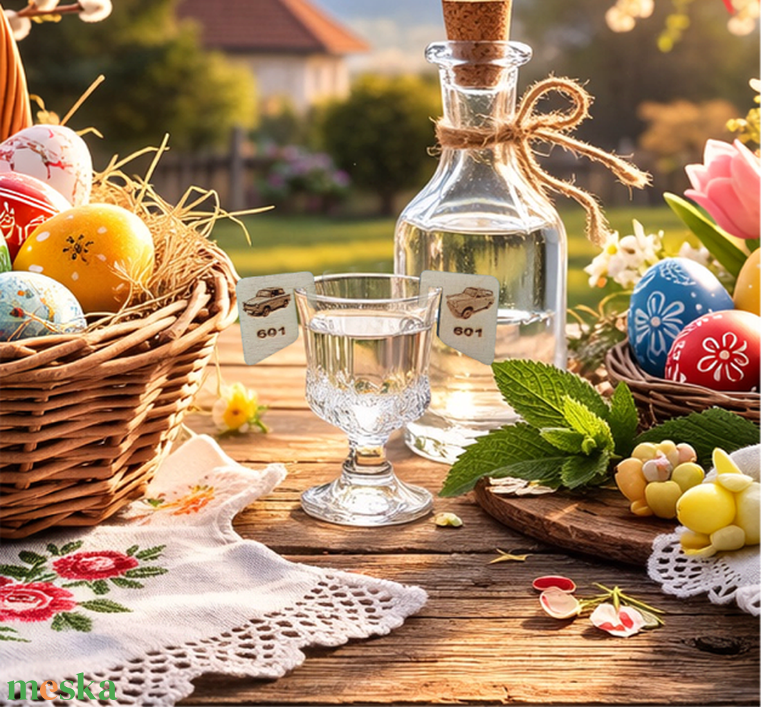 Húsvéti Pohárjelölő készlet. Trabant mintás pohárjelző szett. 6 vagy 12 darabos készletet választhatsz. - otthon & életmód - konyhafelszerelés, tálalás - tálalás - boros poharak, szettek - Meska.hu