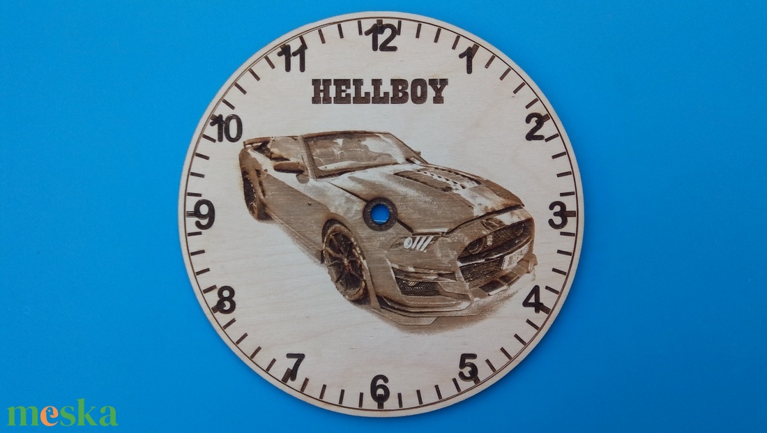 Húsvétra, ajándékba: HELLBOY mintás falióra. Ford Mustang rajongónak, veteránosnak. - otthon & életmód - dekoráció - fali és függő dekoráció - falióra & óra - Meska.hu