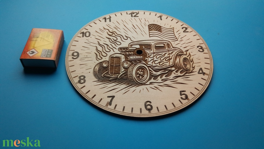 Húsvétra, ajándékba: HOT ROD mintás falióra. USA autó rajongónak, veteránosnak. - otthon & életmód - dekoráció - fali és függő dekoráció - falióra & óra - Meska.hu