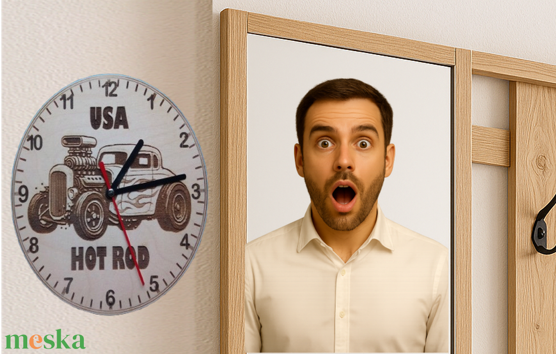 Húsvétra ajándékba: Sima HOT ROD mintás falióra. USA autó rajongónak, veteránosnak. - otthon & életmód - dekoráció - fali és függő dekoráció - falióra & óra - Meska.hu