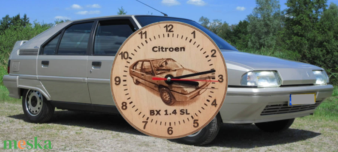 Citroen BX 1.4 SL mintás falióra. Ajándékba: autó rajongónak, veteránosnak. - otthon & életmód - dekoráció - fali és függő dekoráció - falióra & óra - Meska.hu