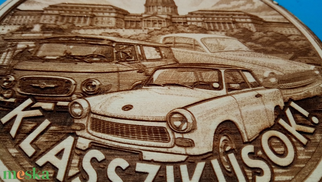 Trabant, Wartburg, Barkas. USA vastábla hangulatú gravírozott tábla, falikép, garázsba, nappaliba, műhelybe. - otthon & életmód - dekoráció - kép & falikép - fából készült kép - Meska.hu