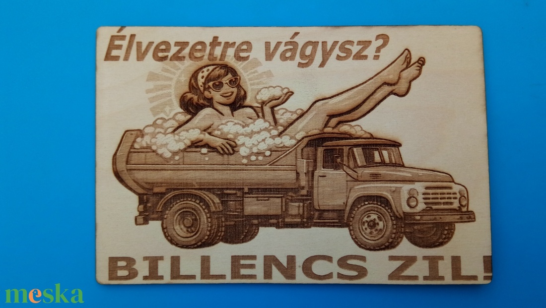 Vicces falikép, billencs zillel, csajszival. (rajz) - otthon & életmód - dekoráció - kép & falikép - fából készült kép - Meska.hu
