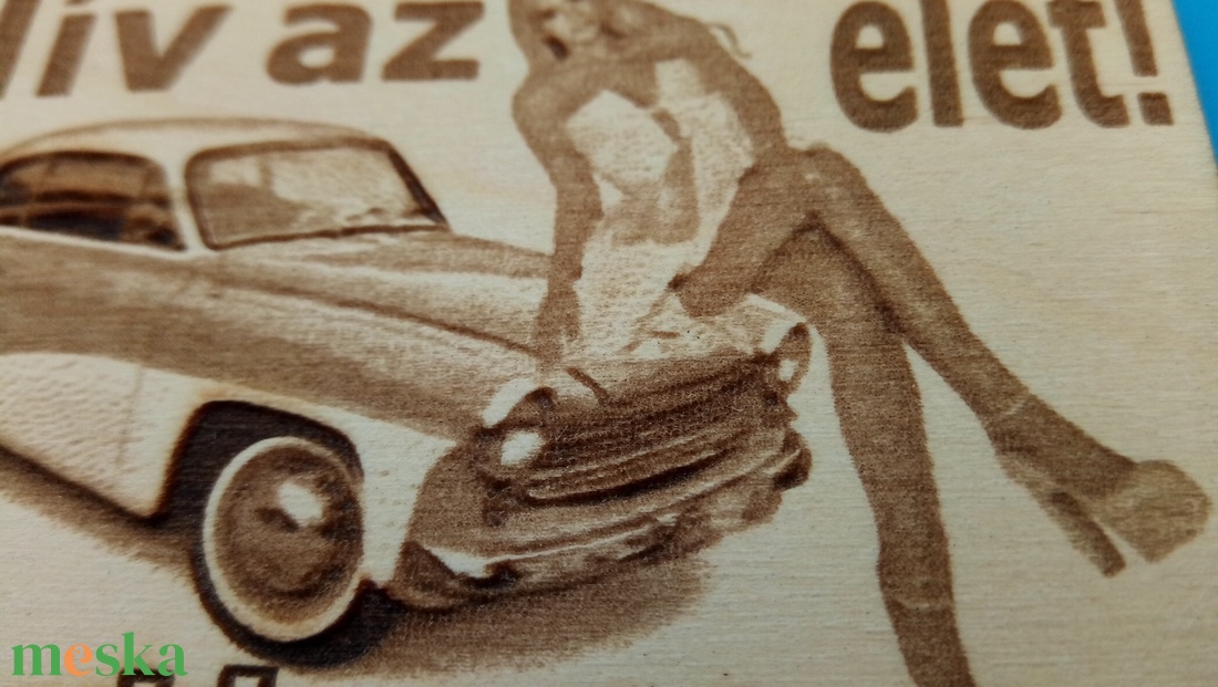 Wartburg 311 mintás hűtőmágenes. Hív az élet! felirattal, lánnyal. - otthon & életmód - konyhafelszerelés, tálalás - konyhai dekoráció - hűtőmágnes - Meska.hu