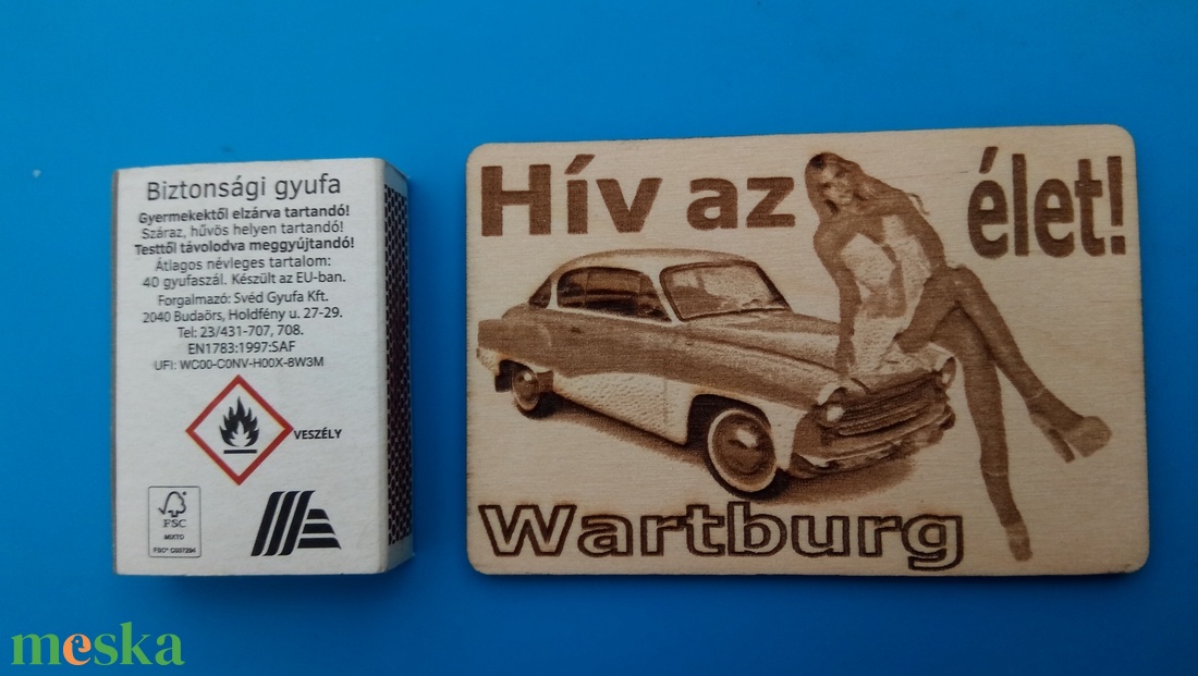 Wartburg 311 mintás hűtőmágenes. Hív az élet! felirattal, lánnyal. - otthon & életmód - konyhafelszerelés, tálalás - konyhai dekoráció - hűtőmágnes - Meska.hu