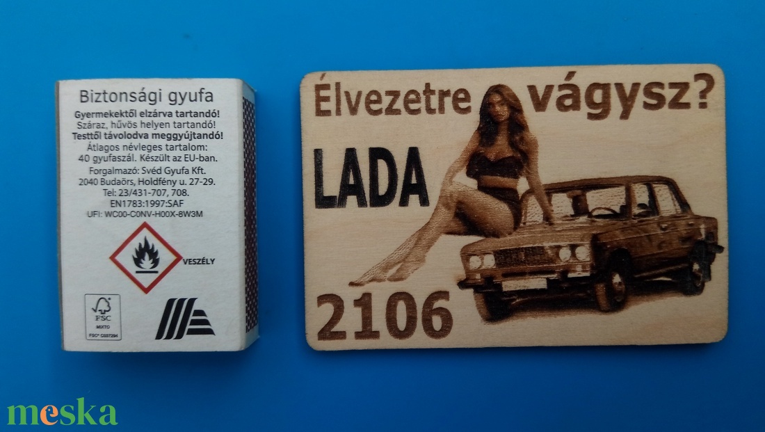 LADA 2106 hűtőmágenes. Retro stílus, 70-es évek. Élvezetre vágysz? felirattal, lánnyal. - otthon & életmód - konyhafelszerelés, tálalás - konyhai dekoráció - hűtőmágnes - Meska.hu