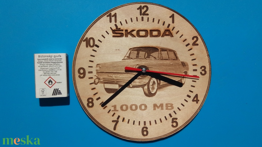 Skoda 1000MB mintás gravírozott ritka falióra. Óra, Skodásnak.  - otthon & életmód - dekoráció - fali és függő dekoráció - falióra & óra - Meska.hu