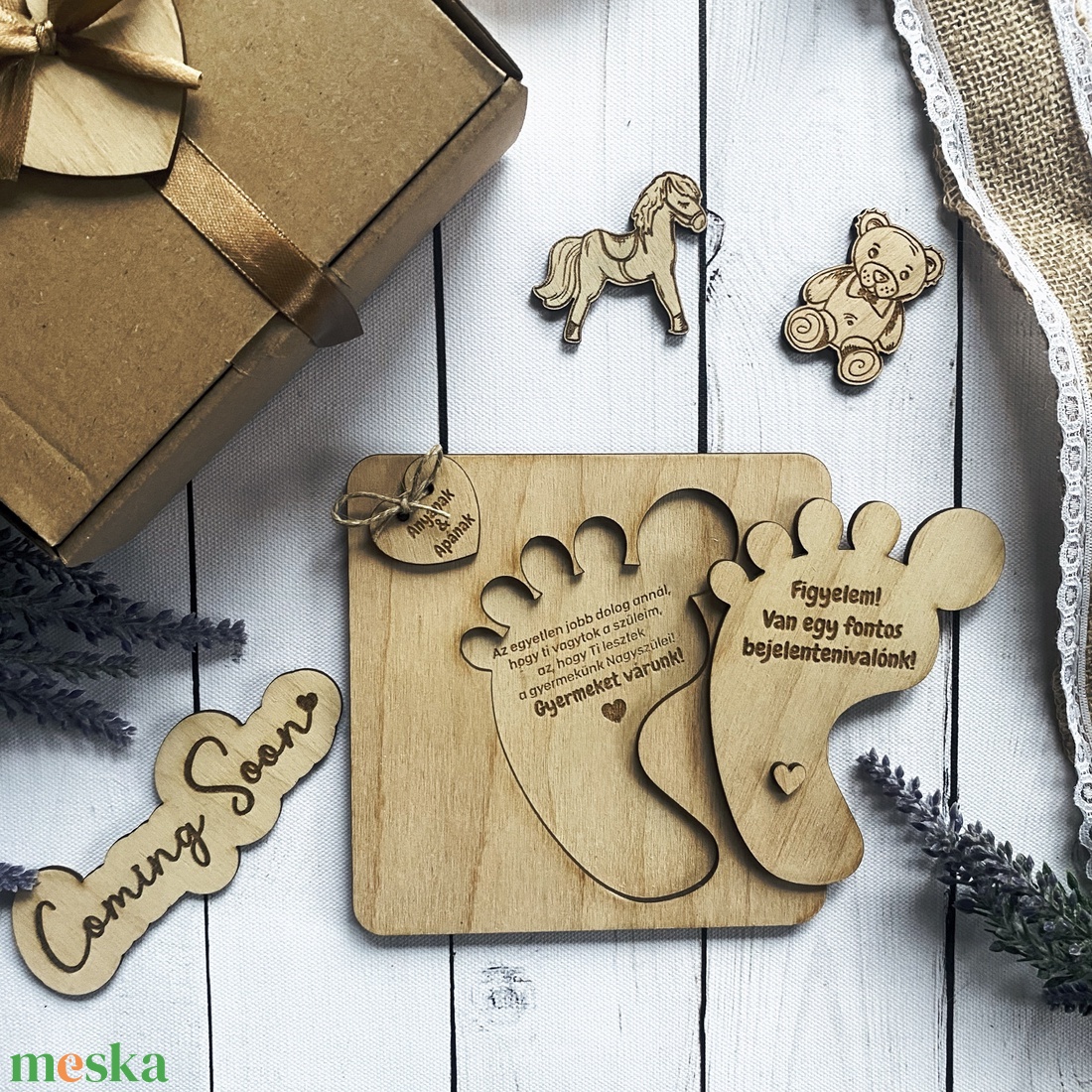 Bababejelentő DÍSZDOBOZBAN - Nagyszülőknek - Nagymamának - Nagypapának - Apának - otthon & életmód - papír, írószer - Meska.hu