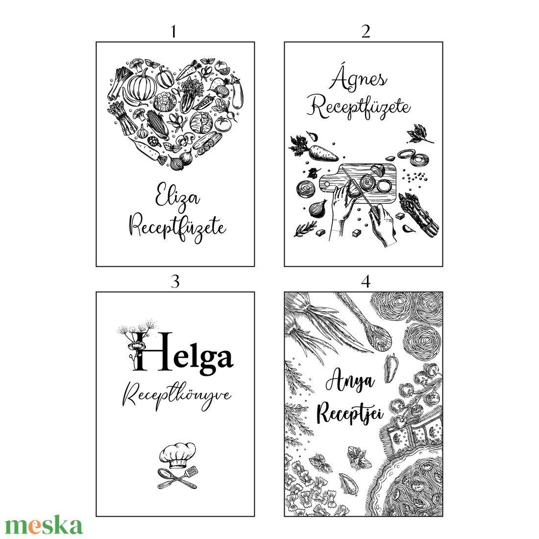 Egyedi receptfüzet receptlapokkal - otthon & életmód - konyhafelszerelés, tálalás - sütés, főzés - receptfüzet - Meska.hu