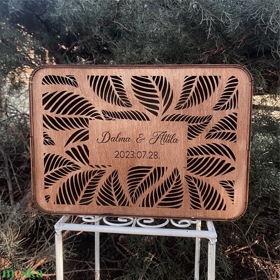 Borítékgyűjtő doboz levél mintás - Retró - Pénzgyűjtő - Esküvőre  - esküvő - dekoráció - helyszíni dekor - Meska.hu