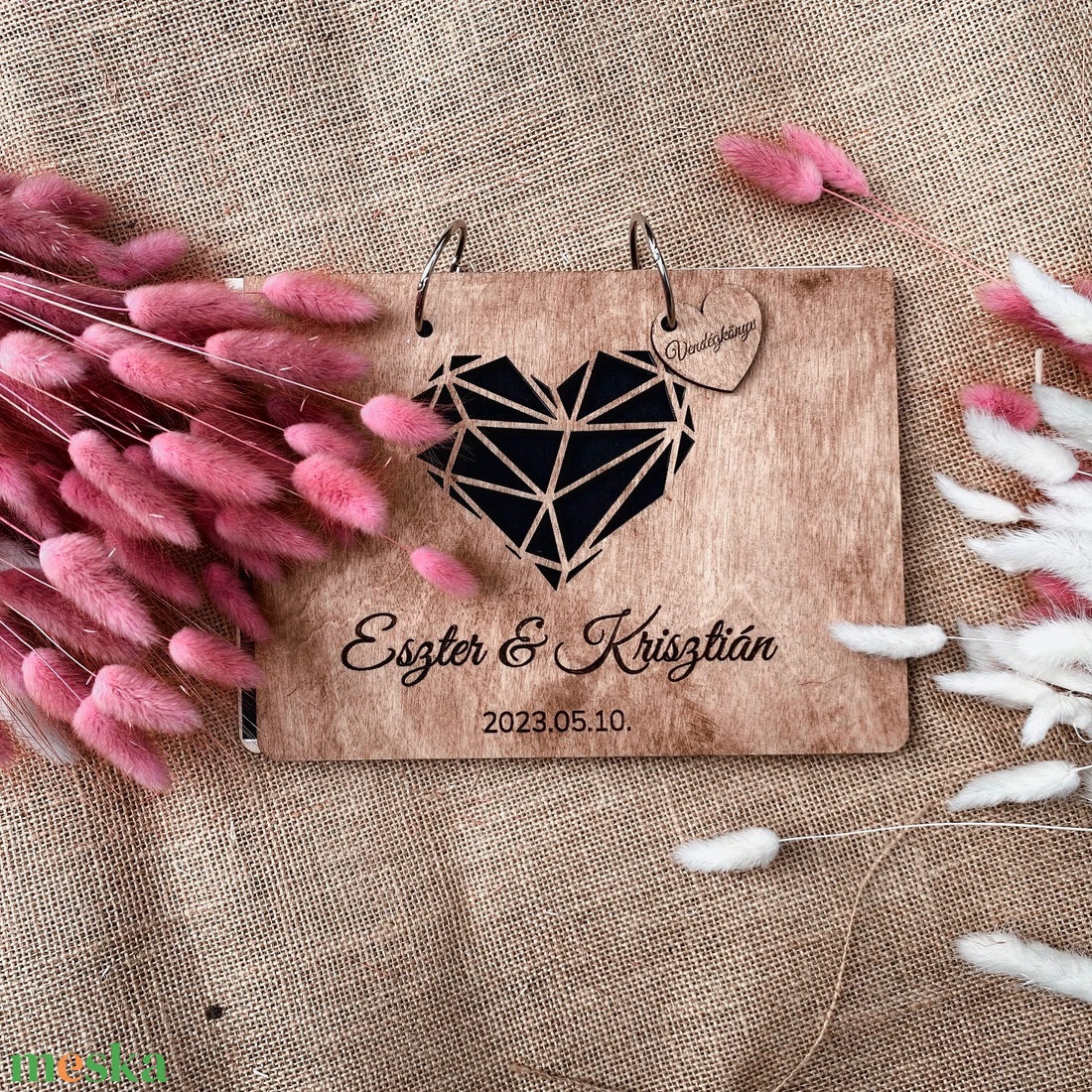 Fa borítós vendégkönyv - geometrikus - esküvő - emlék & ajándék - vendégkönyv - Meska.hu