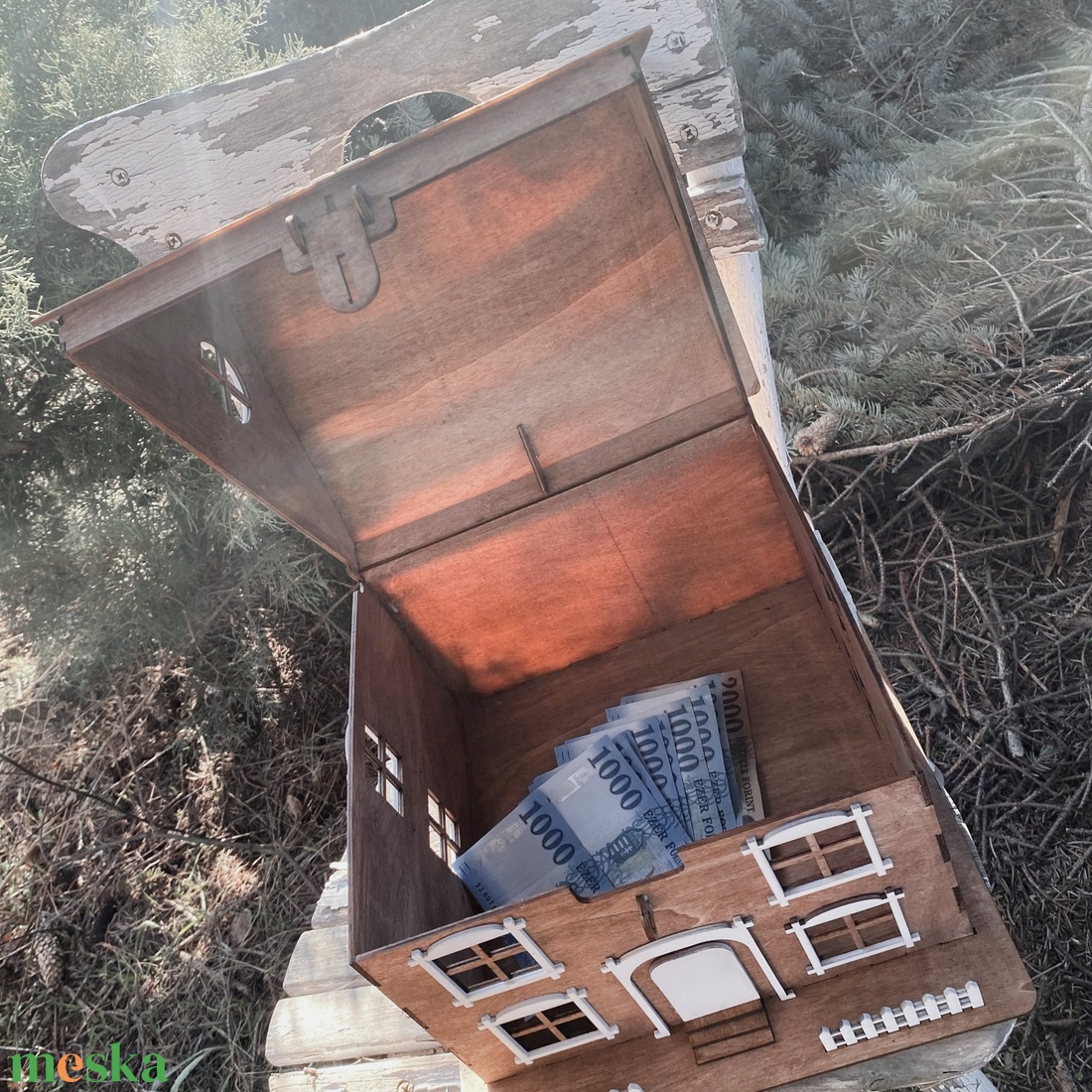 Borítékgyűjtő házikó - esküvő - emlék & ajándék - nászajándék - esküvői pénzátadó doboz - Meska.hu