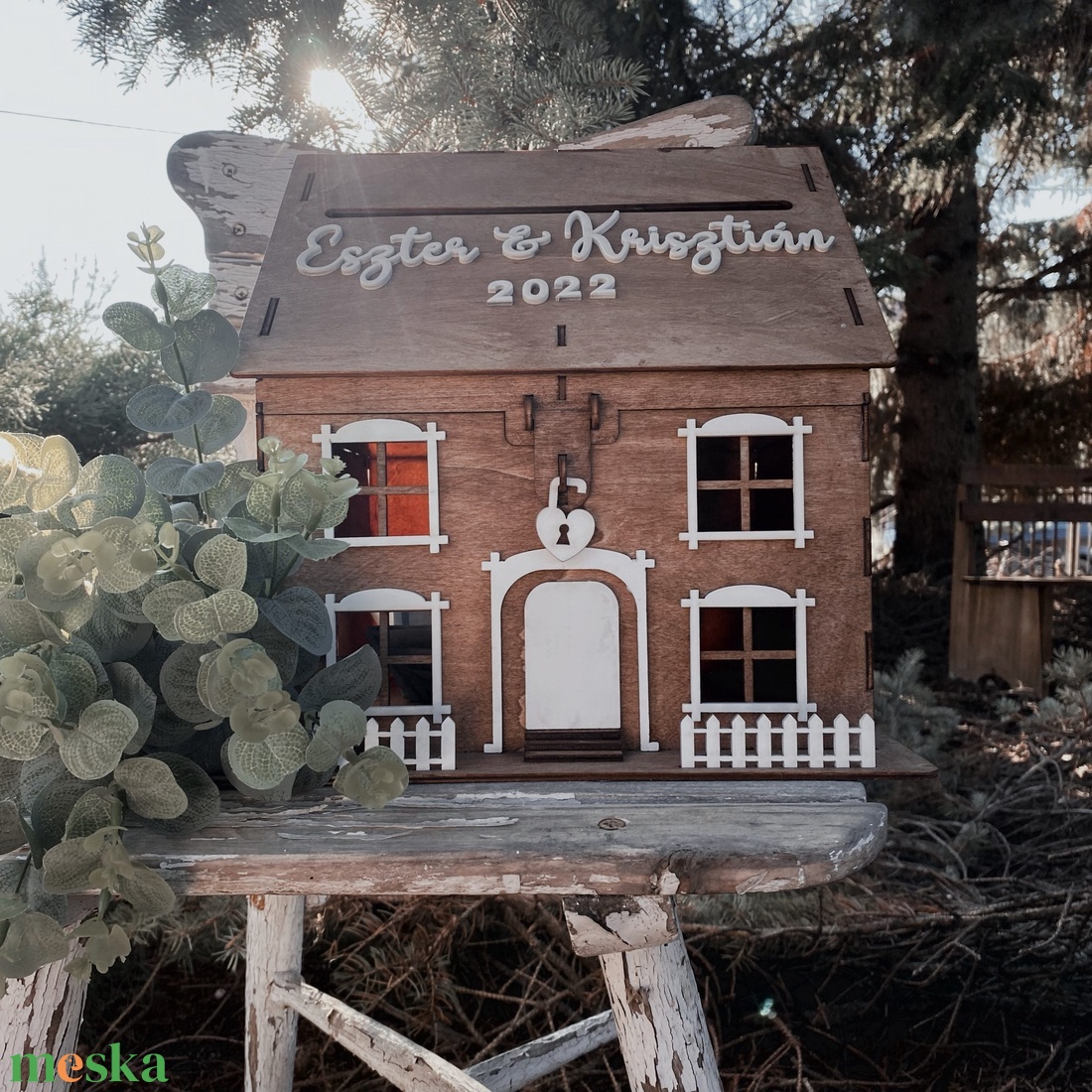 Borítékgyűjtő házikó - esküvő - emlék & ajándék - nászajándék - esküvői pénzátadó doboz - Meska.hu