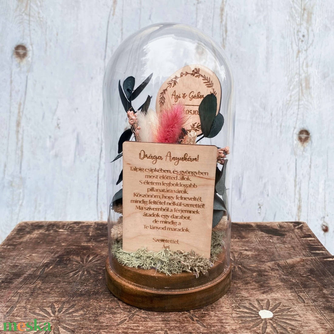 Esküvői Szülőköszöntő Ajándék � üvegbúra száraz virágokkal - esküvő - emlék & ajándék - szülőköszöntő ajándék - Meska.hu