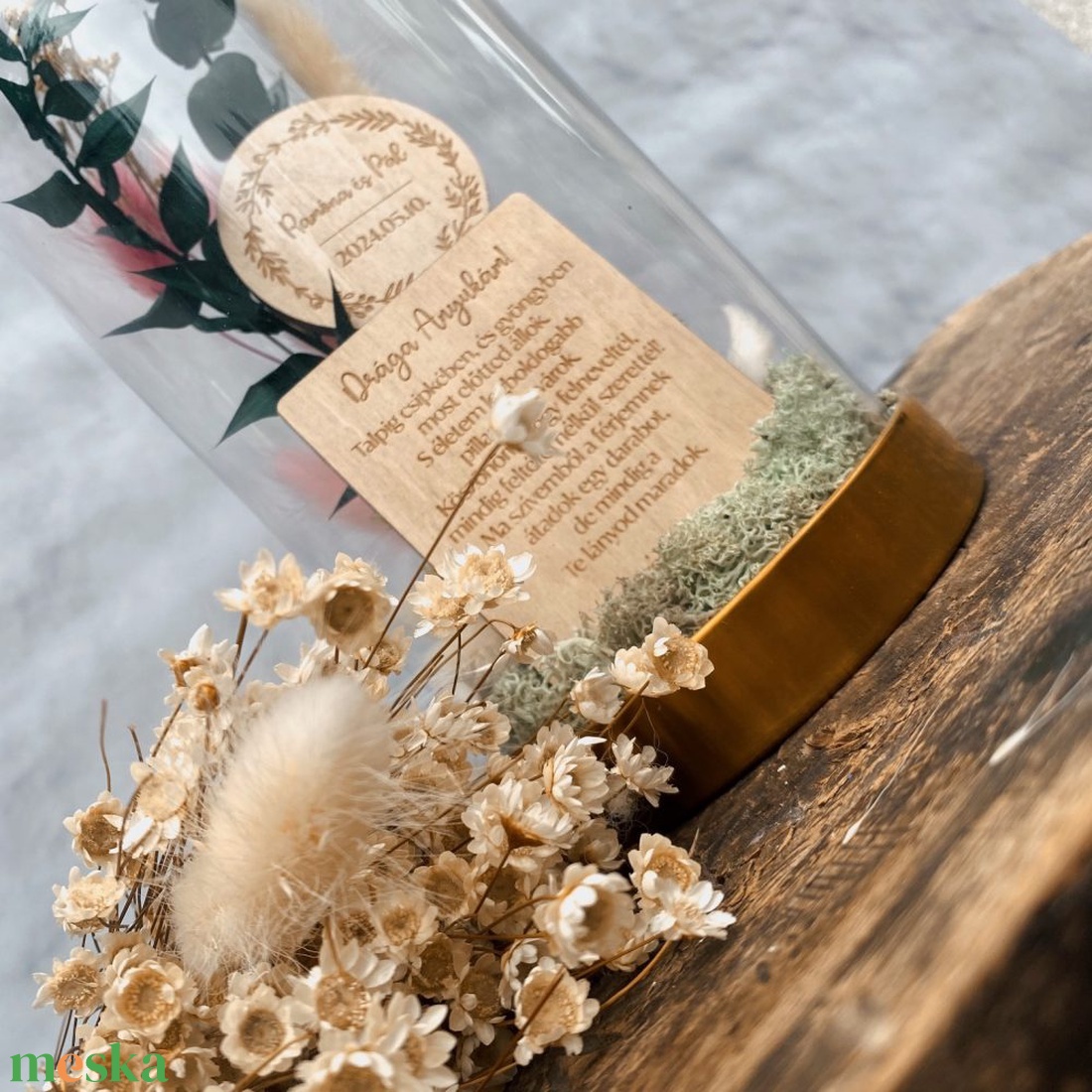 Esküvői Szülőköszöntő Ajándék � üvegbúra száraz virágokkal - esküvő - emlék & ajándék - szülőköszöntő ajándék - Meska.hu