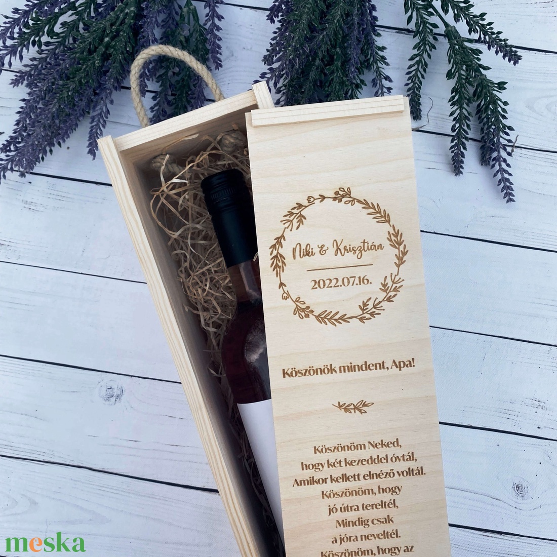 Esküvői Szülőköszöntő Ajándék Bortartó doboz fából � Koszorús - esküvő - emlék & ajándék - szülőköszöntő ajándék - Meska.hu