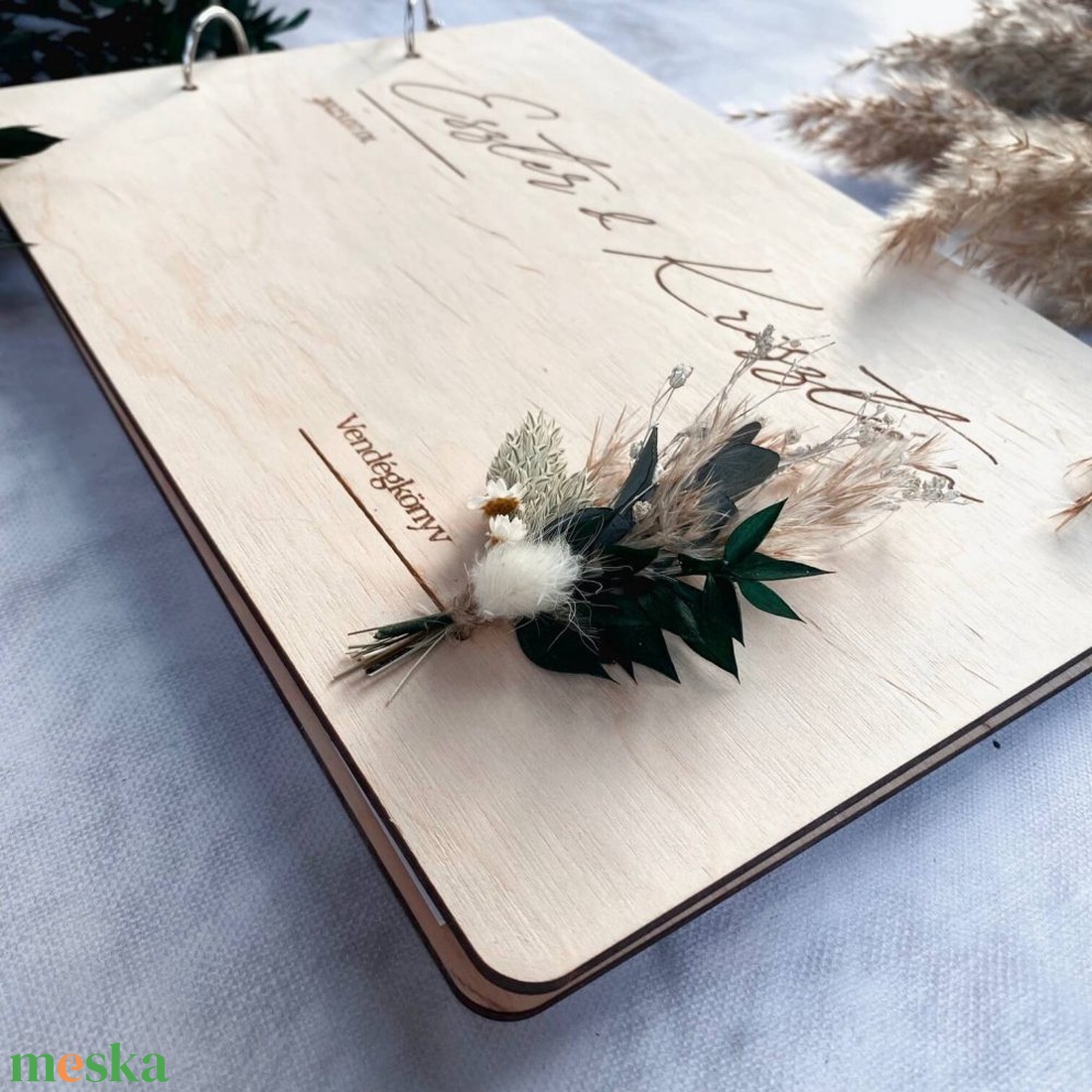 Esküvői vendégkönyv � Fa borítós natúr � Természet - esküvő - emlék & ajándék - vendégkönyv - Meska.hu