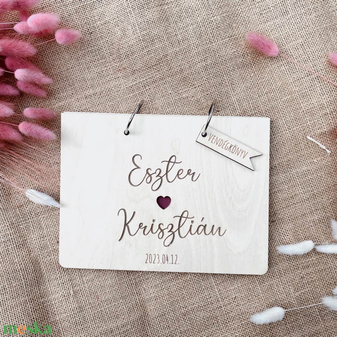 Esküvői vendégkönyv � Fa borítós natúr � szív - esküvő - emlék & ajándék - vendégkönyv - Meska.hu
