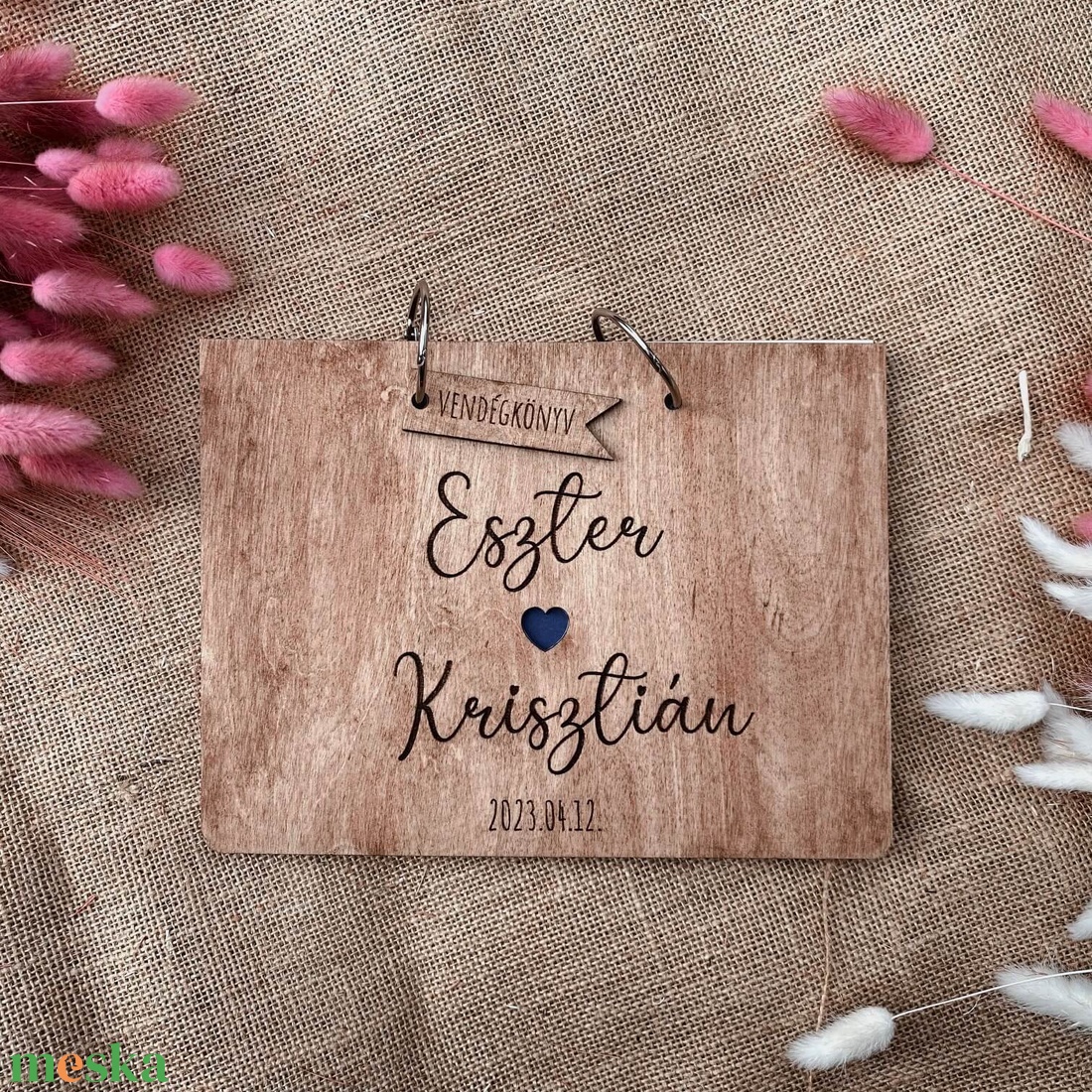 Esküvői vendégkönyv � Fa borítós  barna � szív - esküvő - emlék & ajándék - vendégkönyv - Meska.hu