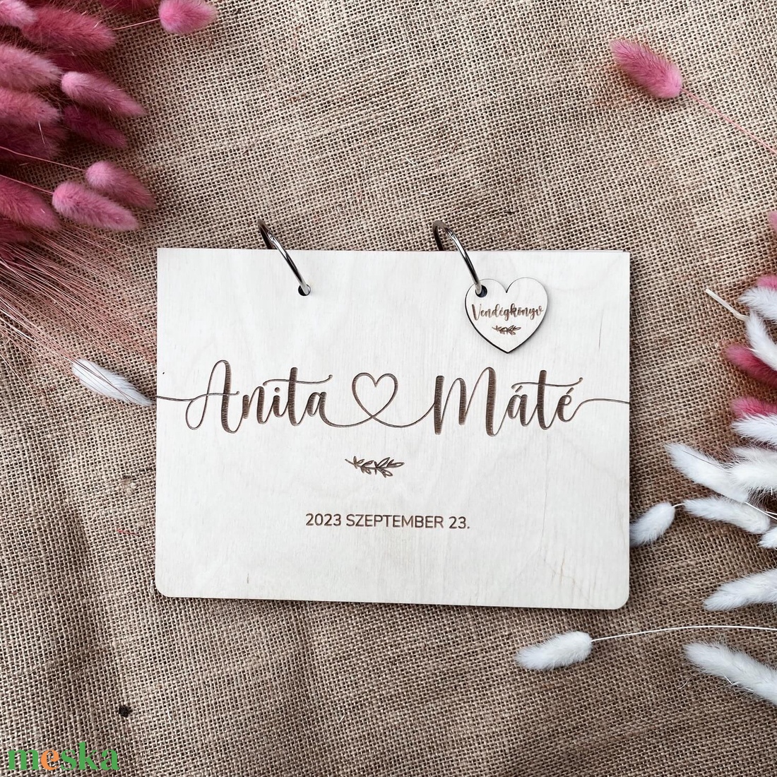 Esküvői vendégkönyv � Fa borítós natúr � szerelem - esküvő - emlék & ajándék - vendégkönyv - Meska.hu
