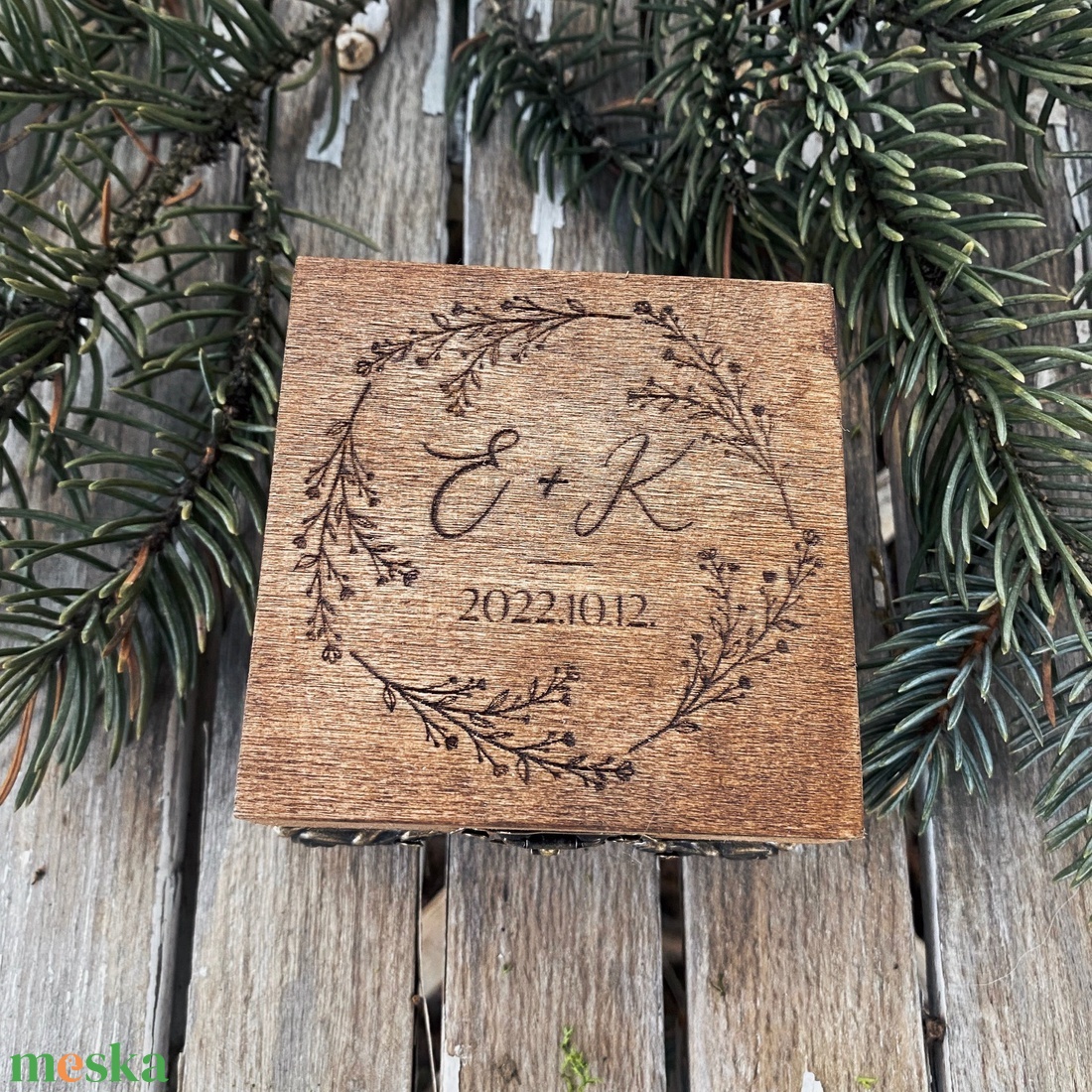 Esküvői gyűrűtartó doboz fából Vintage stílusban - esküvő - kiegészítők - gyűrűtartó & gyűrűpárna - Meska.hu