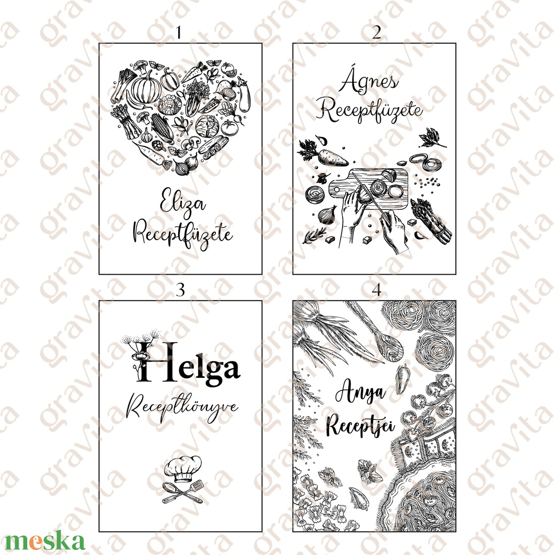 Egyedi receptfüzet � Gravírozott borító, receptlapokkal - otthon & életmód - konyhafelszerelés, tálalás - sütés, főzés - receptfüzet - Meska.hu