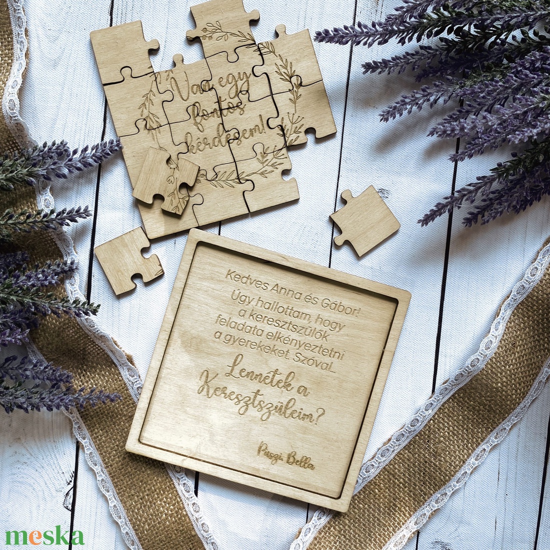 Keresztszülő felkérő DÍSZDOBOZBAN � Puzzle - baba - mama - keresztelő kellékek - keresztszülő felkérő - Meska.hu