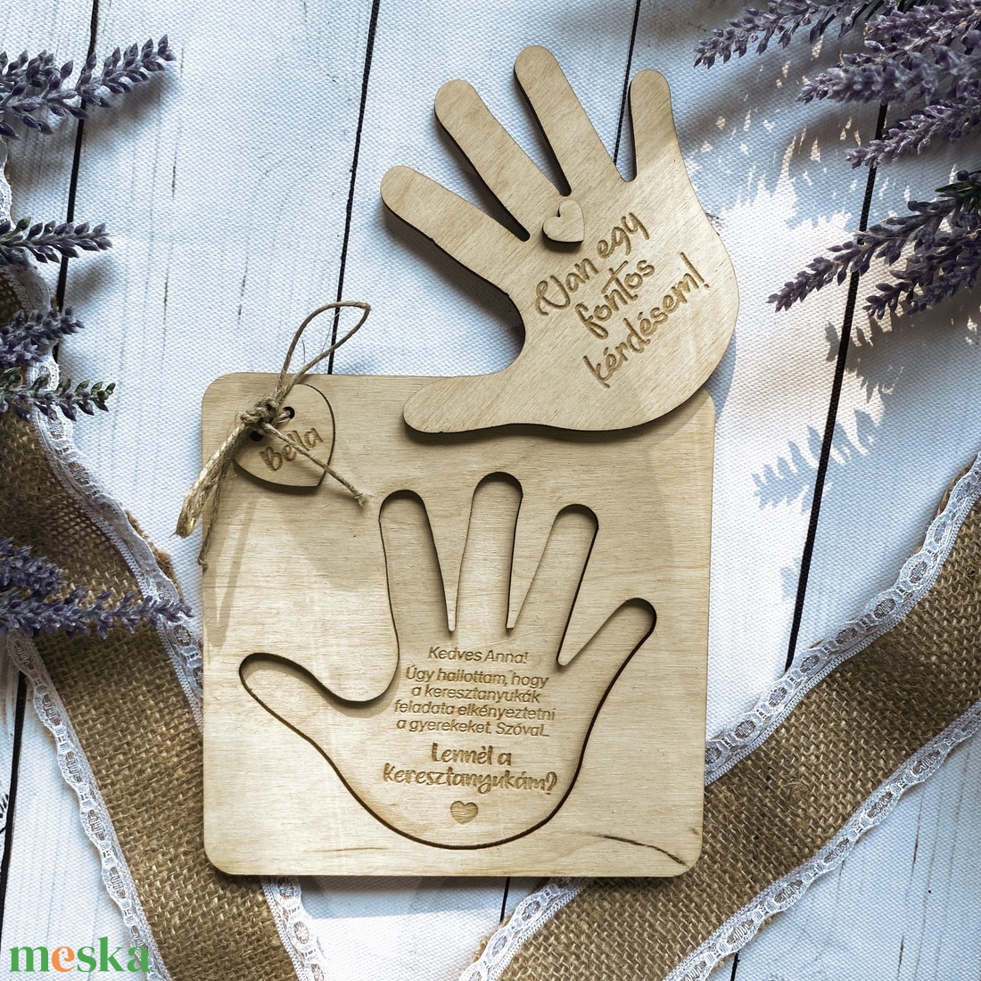 Keresztszülő felkérő DÍSZDOBOZBAN � Kezecske - baba - mama - keresztelő kellékek - keresztszülő felkérő - Meska.hu
