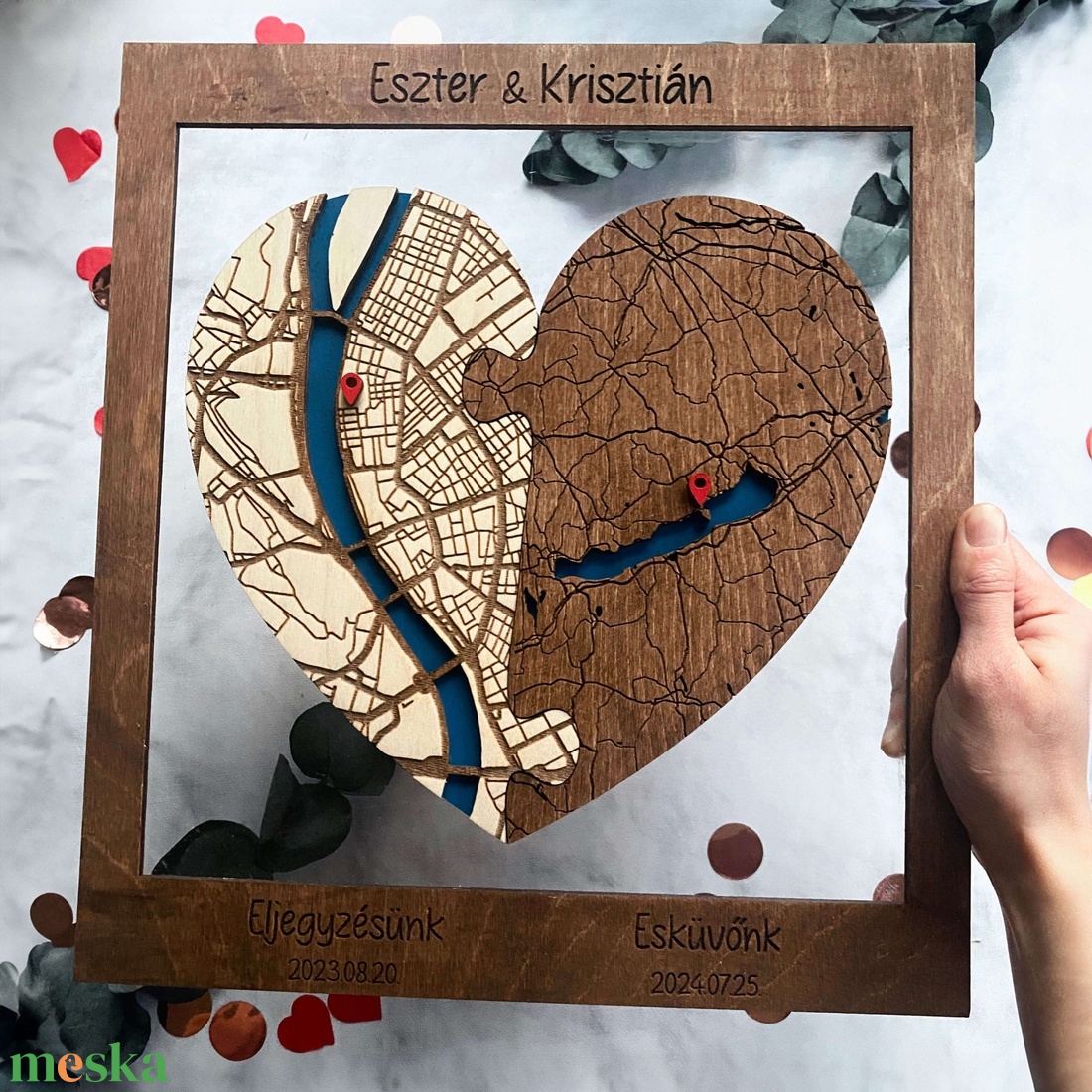 Egyedi szív térkép � Esküvőre � Valentin napra � Évfordulóra - esküvő - emlék & ajándék - köszönőajándék - Meska.hu