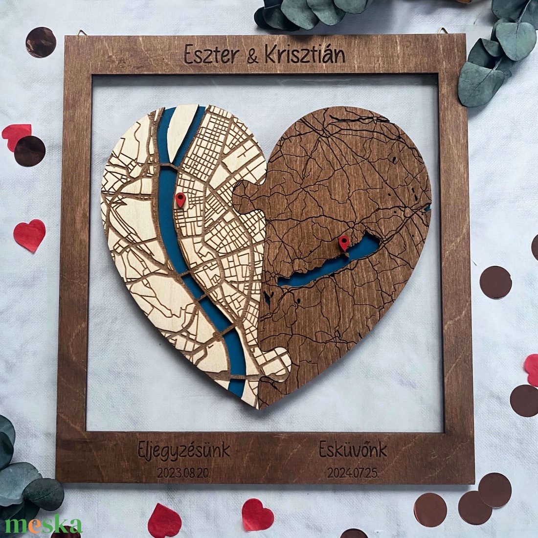 Egyedi szív térkép � Esküvőre � Valentin napra � Évfordulóra - esküvő - emlék & ajándék - köszönőajándék - Meska.hu