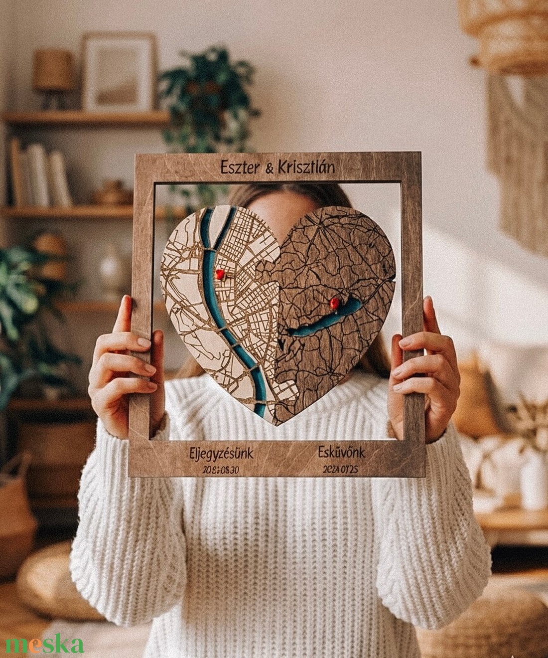 Egyedi szív térkép � Esküvőre � Valentin napra � Évfordulóra - esküvő - emlék & ajándék - köszönőajándék - Meska.hu