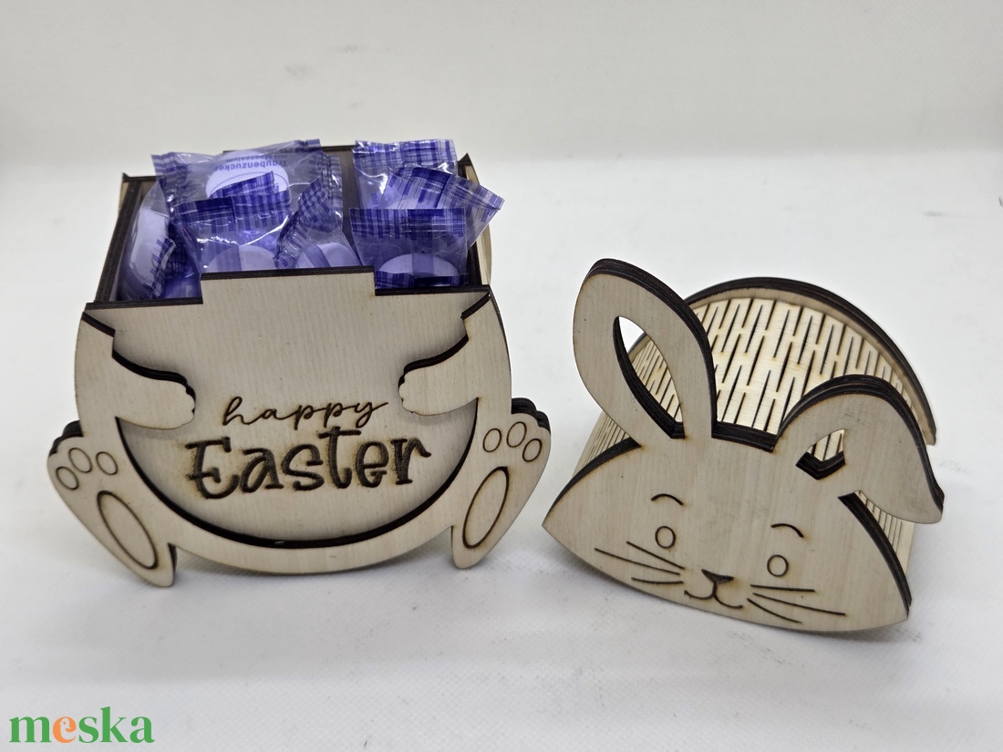Cukorkatartó nyuszis - ünnepi díszek, dekorációk - húsvéti díszek és dekorációk - húsvéti asztaldíszek - Meska.hu