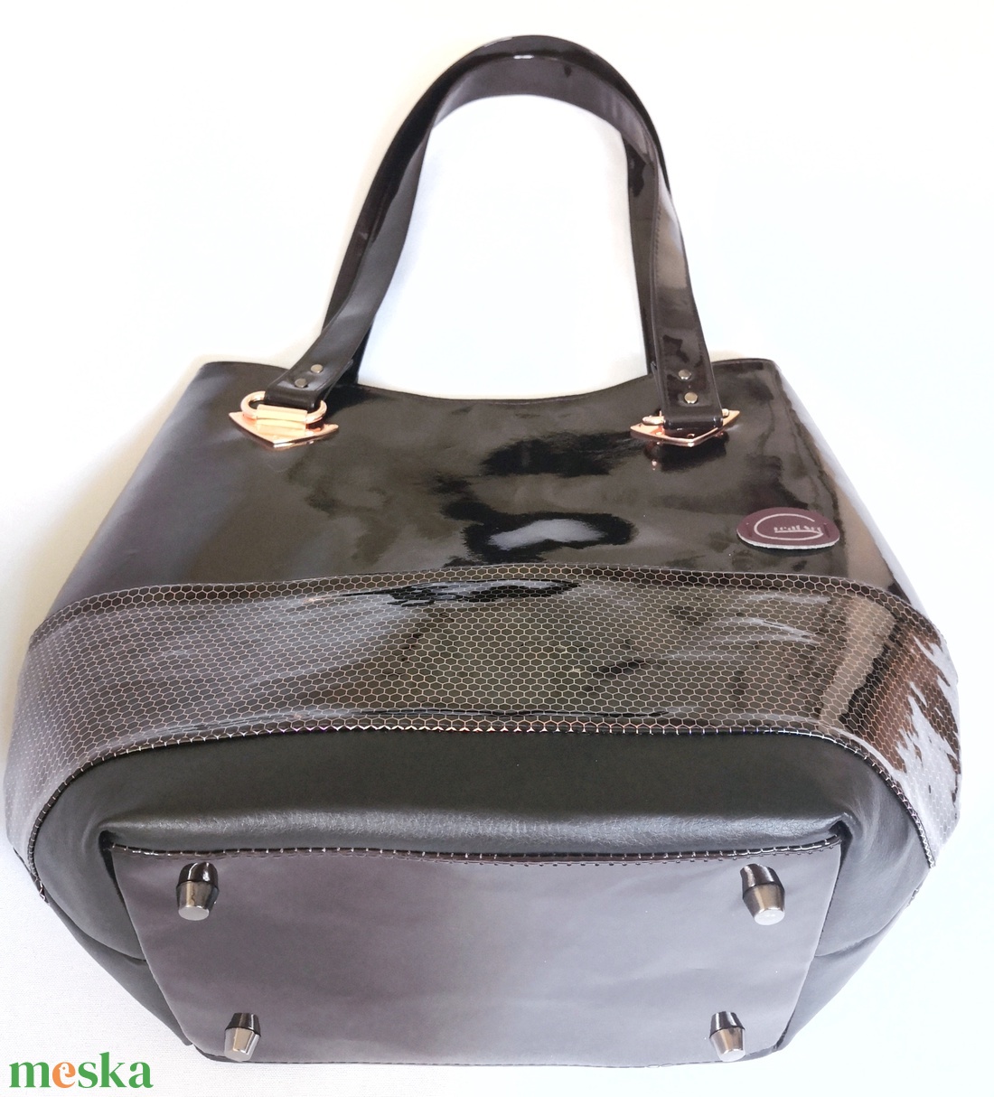 Padlizsánlila méhsejtmintás válltáska - táska & tok - kézitáska & válltáska - válltáska - Meska.hu