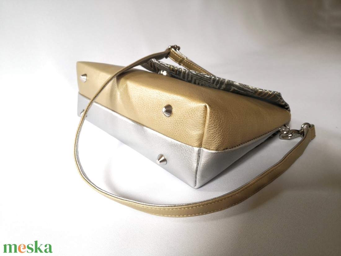 Női elegáns textilbőr válltáska - Arany - ezüst - táska & tok - kézitáska & válltáska - vállon átvethető táska - Meska.hu