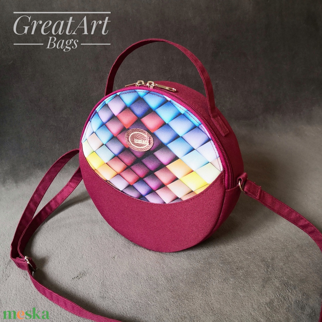 Designer vízlepergető kézi - és válltáska - magenta színben - táska & tok - kézitáska & válltáska - vállon átvethető táska - Meska.hu