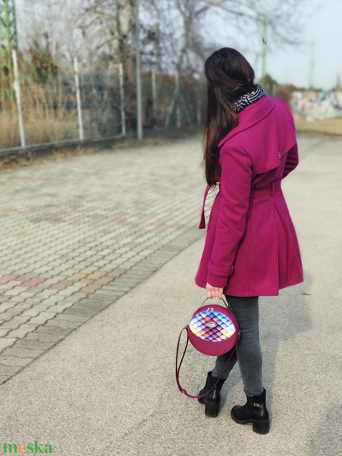 Designer vízlepergető kézi - és válltáska - magenta színben - táska & tok - kézitáska & válltáska - vállon átvethető táska - Meska.hu