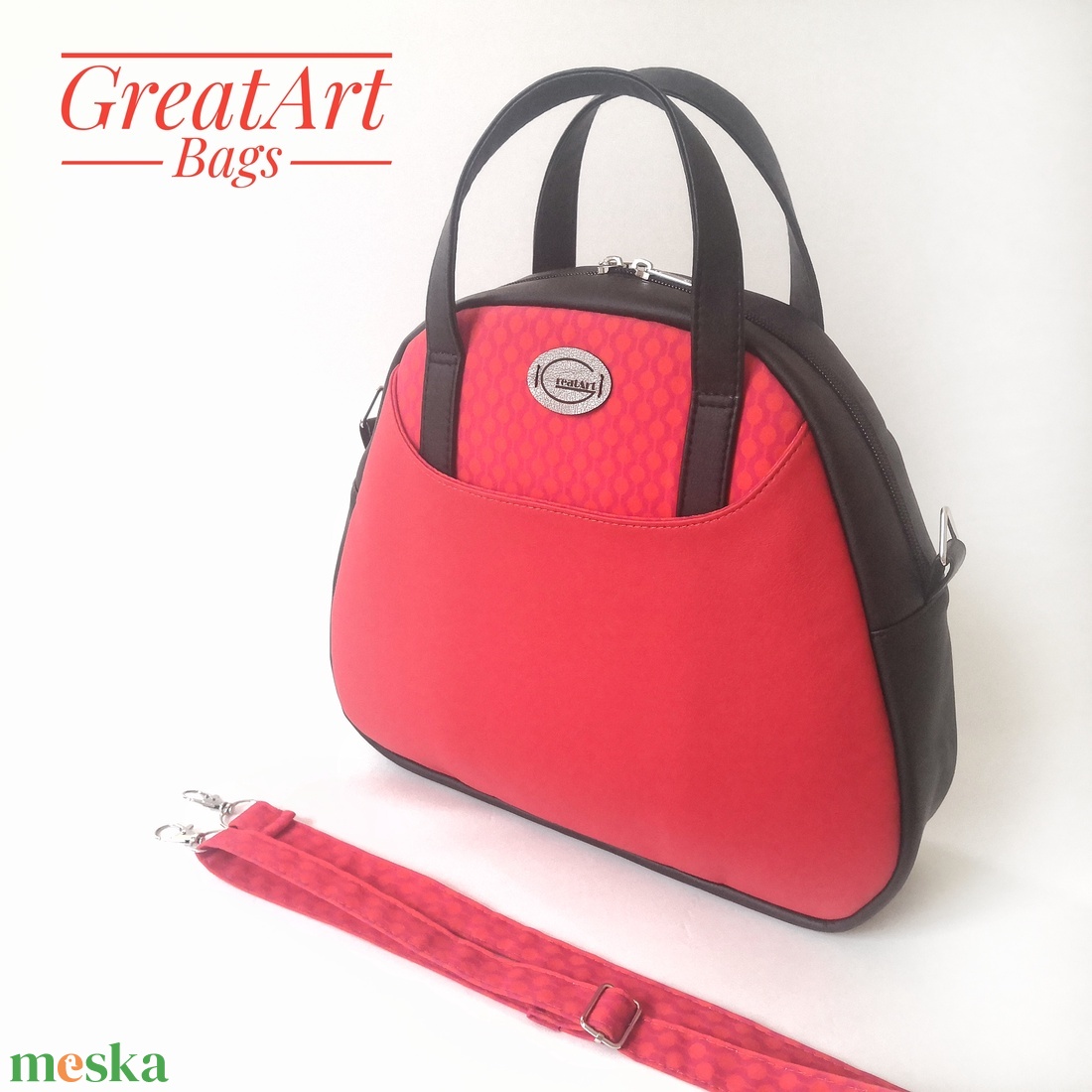 Sok zsebes textilbőr női kézitáska - piros - táska & tok - kézitáska & válltáska - kézitáska - Meska.hu