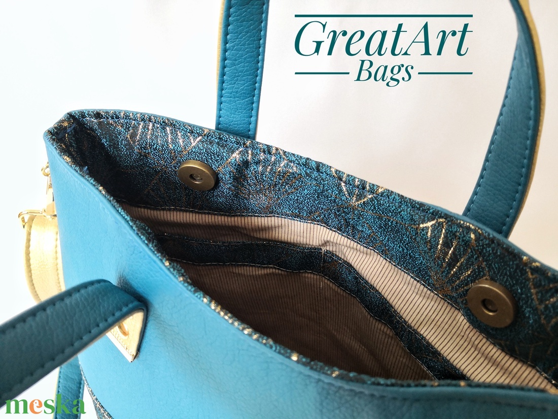 Női textilbőr designer geometriai mintás válltáska - türkiz - táska & tok - kézitáska & válltáska - vállon átvethető táska - Meska.hu