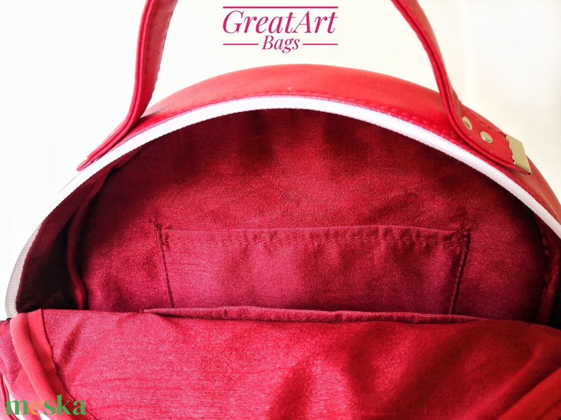 Női textilbőr kézi- és válltáska - piros körtáska - táska & tok - kézitáska & válltáska - vállon átvethető táska - Meska.hu