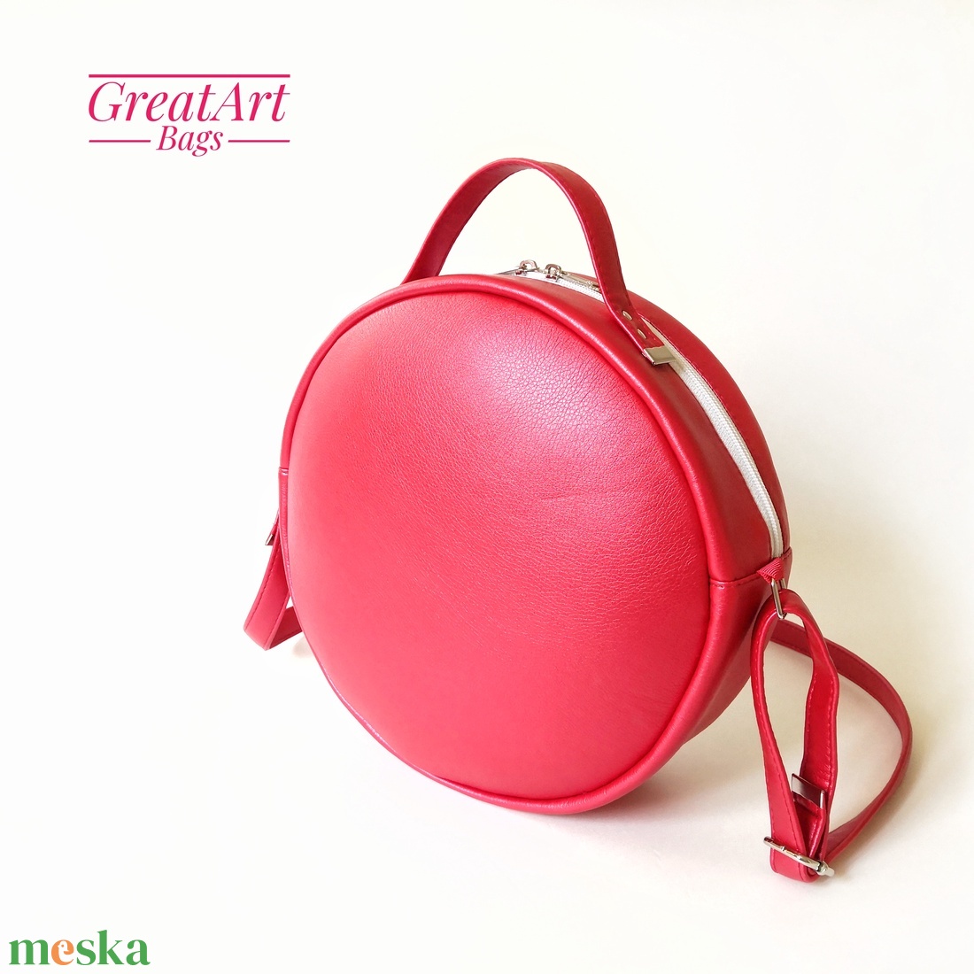 Női textilbőr kézi- és válltáska - piros körtáska - táska & tok - kézitáska & válltáska - vállon átvethető táska - Meska.hu