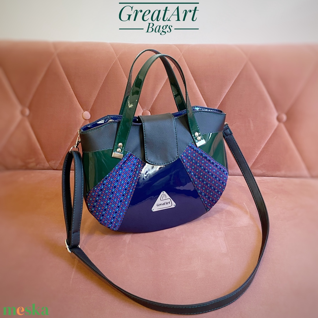 Designer kézi - és válltáska - sötétkék sötétzöld - táska & tok - kézitáska & válltáska - válltáska - Meska.hu